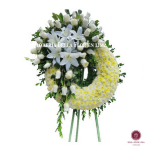 CORONA FLORAL LAZO BLANCO