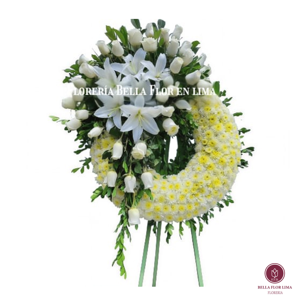 CORONA FLORAL LAZO BLANCO