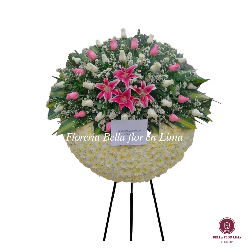 Corona funebre Eline rosa